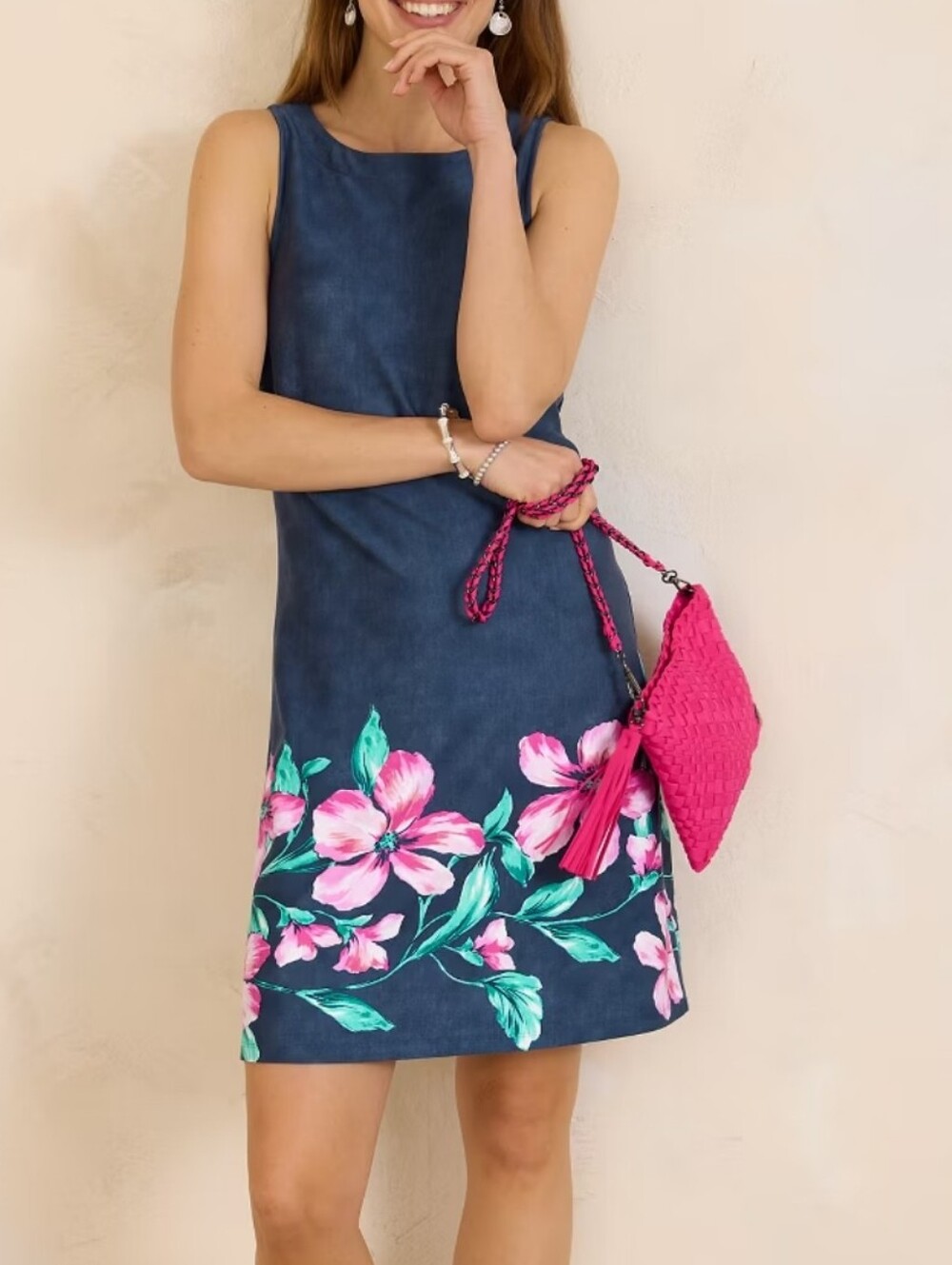 TOMMY BAHAMA Darcy St. Barts Blossom Pink & Blue Sheath Dress | SZ M